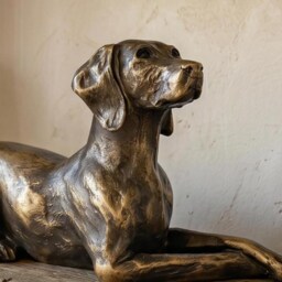 Weimaraner Dog Ornament, Bronze Effect Weiner Sculpture, Realistic Animal Figurine - thumbnail 3