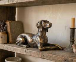Weimaraner Dog Ornament, Bronze Effect Weiner Sculpture, Realistic Animal Figurine - thumbnail 1
