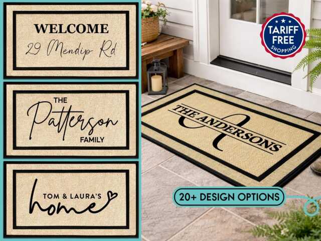 Personalised Surname Exterior Mat, Outdoor Front Step Rug - image 1