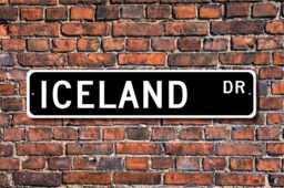 Iceland Sign, Wall Decor, Gift, Souvenir Keepsake, Custom Street Quality Metal Sign - thumbnail 1
