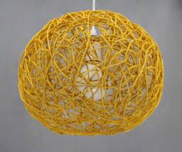 Rattan Globe Pendant Light, Rustic Chandelier, Boho Ceiling Black, Green, Red Or Yellow