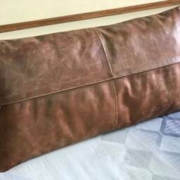 Cushion Leather Quilted Brown Pillow Cover Custom Mid-Century Design - thumbnail 4