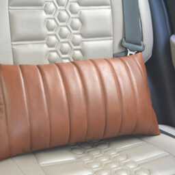 Cushion Leather Quilted Brown Pillow Cover Custom Mid-Century Design - thumbnail 2