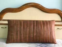 Cushion Leather Quilted Brown Pillow Cover Custom Mid-Century Design - thumbnail 1