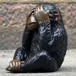 Monkey No See Statue Stone Monkey Sculpture Concrete Wildlife Decoration Cement Figurine Yard Art Ornament Outdoor Lover Gift - thumbnail 2