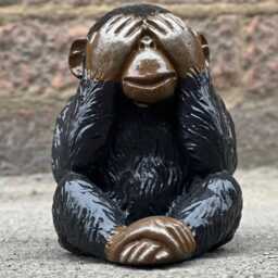 Monkey No See Statue Stone Monkey Sculpture Concrete Wildlife Decoration Cement Figurine Yard Art Ornament Outdoor Lover Gift - thumbnail 3