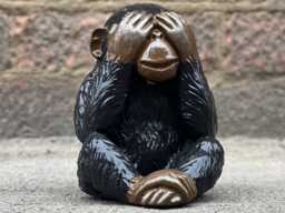 Monkey No See Statue Stone Monkey Sculpture Concrete Wildlife Decoration Cement Figurine Yard Art Ornament Outdoor Lover Gift - thumbnail 1