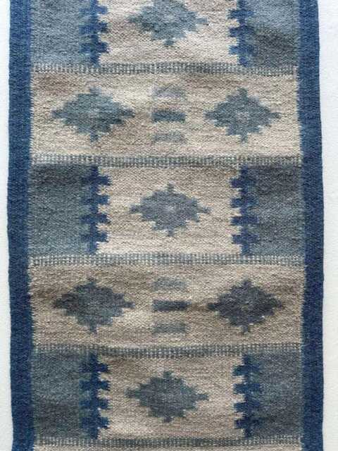 Handmade Blue & Beige Scandinavian Kilim Rug, Swedish Hallway Decor, Corridor Runner Rug - image 1