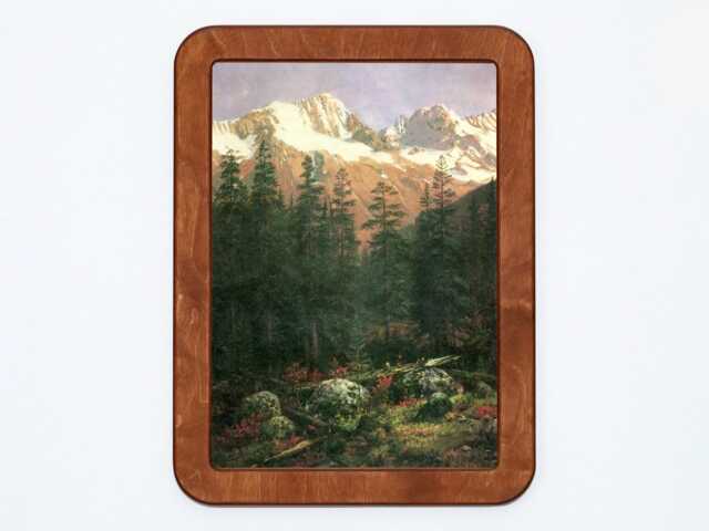 Canadian Rockies Albert Bierstadt Nature Mountains Flowers Plants Trees Sky Classic Painting Wooden Framed Art Print - image 1