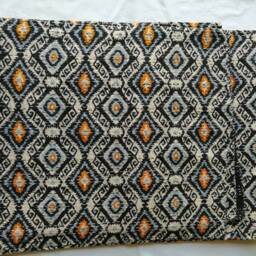 Block Print Queen Kantha Quilt, Geometric Indian Bedspread - thumbnail 3
