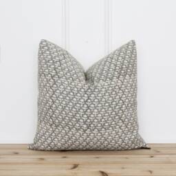 Gray Floral Hand Block Printed Pillow Cover - Indian Print Fall Designer 20 X 16 26 -- Hanes - thumbnail 1