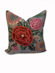 Thibaut Cleo Anna French Savoy Collection Cushion Cover Pillow Charcoal Double Sided - thumbnail 1