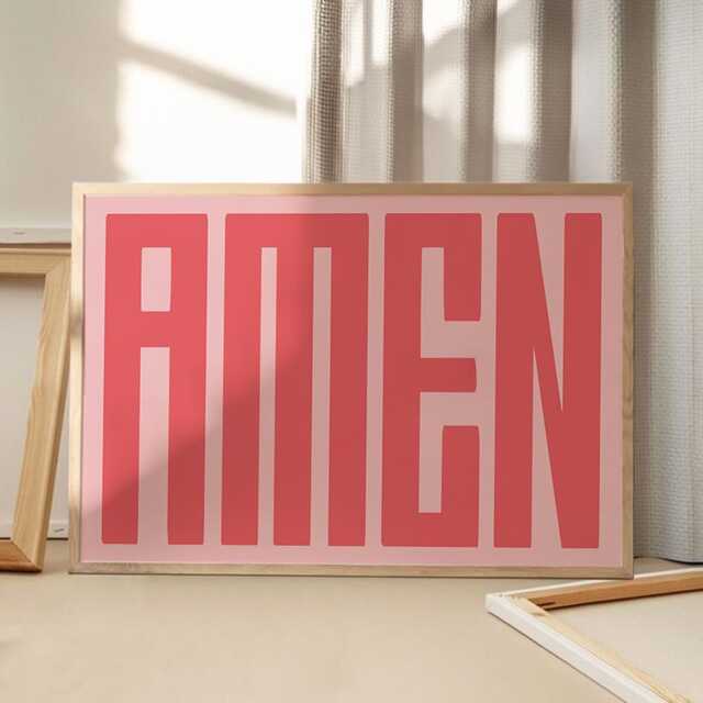 Amen Quote Art Canvas Poster, Trendy Wall Art, Apartment Aesthetic Decor, Retro Home Printed Gift - image 1