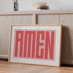 Amen Quote Art Canvas Poster, Trendy Wall Art, Apartment Aesthetic Decor, Retro Home Printed Gift - thumbnail 3