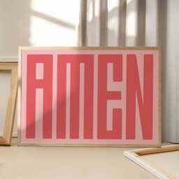 Amen Quote Art Canvas Poster, Trendy Wall Art, Apartment Aesthetic Decor, Retro Home Printed Gift - thumbnail 1