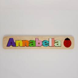 Handmade Name Puzzle Girl, Custom Wood With Name, Wooden Shapes, Girl Mixed Letters, New Baby Gift - thumbnail 4