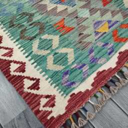 Runner Rug Classic, Handmade Artisan Afghan Turkish, Scandinavian, Navajo, Bohemian, Wool Flatweave Multicolour Kilim 187x80 cm - thumbnail 2