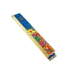 Colorful Floral Mezuzah Case Modern Judaica Wall Art, Jewish Gift - thumbnail 1