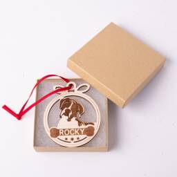 Personalized Boxer Ornament, Custom Name Dog Wooden Christmas Keepsake Memorial Ornament - thumbnail 3