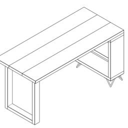Wooden Handmade Desk With Shelving/storage Unit - Choice Of Wood Shade & Metal Legs - thumbnail 4