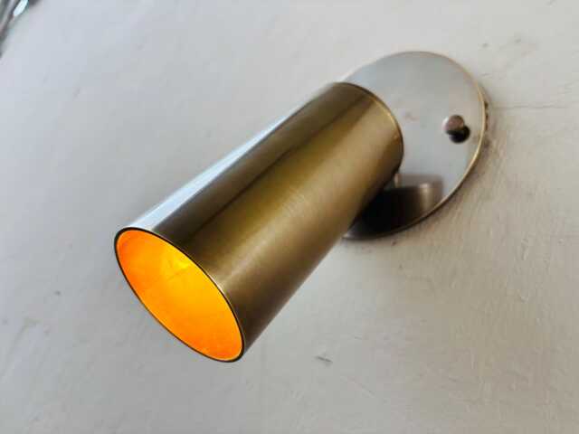 Mid-Century Modern Brass Wall Sconce Adjustable Cylinder Spotlight - image 1