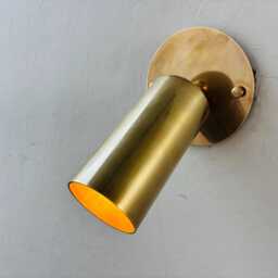 Mid-Century Modern Brass Wall Sconce Adjustable Cylinder Spotlight - thumbnail 3