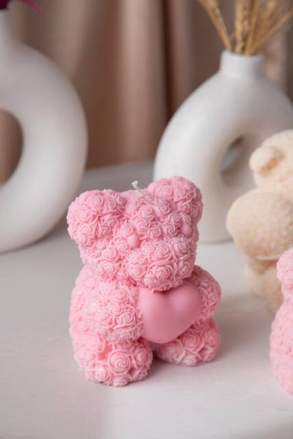 xl Rose Bear Candle Handmade Soy Wax Gift - image 1