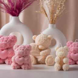 xl Rose Bear Candle Handmade Soy Wax Gift - thumbnail 3