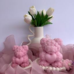 xl Rose Bear Candle Handmade Soy Wax Gift - thumbnail 4