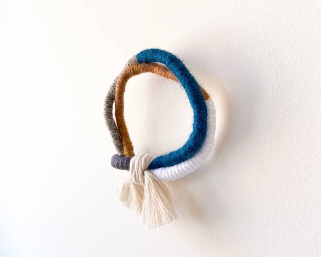 Small Knotted Rope Wall Hanging, Decorative Organic Fiber Knot, Wrapped Art For Home Interior - image 1
