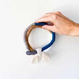 Small Knotted Rope Wall Hanging, Decorative Organic Fiber Knot, Wrapped Art For Home Interior - thumbnail 2