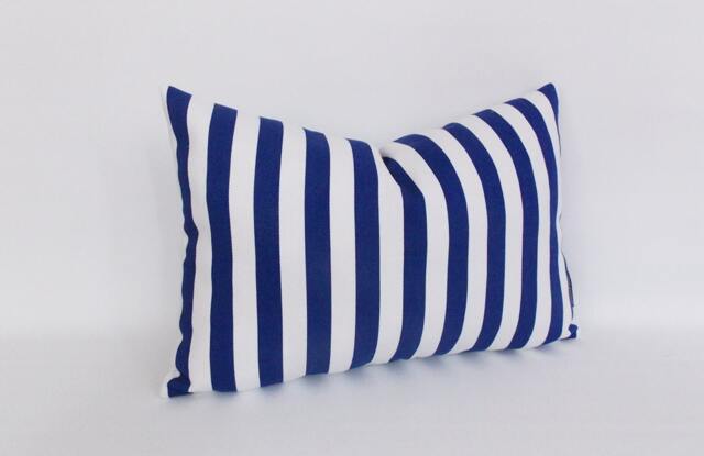 Navy White Striped Lumbar Pillow Cover Cotton Decorative Throw - image 1