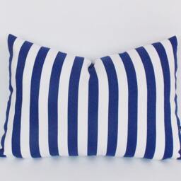Navy White Striped Lumbar Pillow Cover Cotton Decorative Throw - thumbnail 2