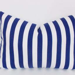 Navy White Striped Lumbar Pillow Cover Cotton Decorative Throw - thumbnail 4