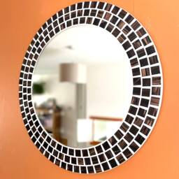 Mocha Brown & Gold Mosaic Round Mirror - thumbnail 3