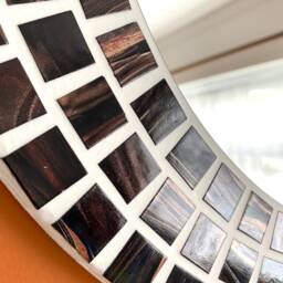 Mocha Brown & Gold Mosaic Round Mirror - thumbnail 4