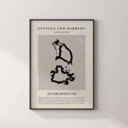 Antigua & Barbuda Map Vintage Abstract Wall Art Print Picasso + Matisse Inspired Travel Poster - thumbnail 1