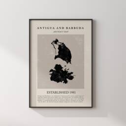 Antigua & Barbuda Map Vintage Abstract Wall Art Print Picasso + Matisse Inspired Travel Poster - thumbnail 3