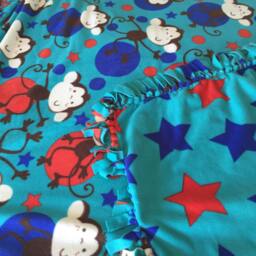 Monkey/Star Tie Blanket, Turquoise, Red, Blue, Monkey, Fleece, Stars, Circles - thumbnail 2