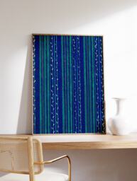 Japanese Abstract Woodblock Poster, Art Print, Graphical Shima Shima, Textile Asian Art, A1/A2/A3/A4 - thumbnail 1