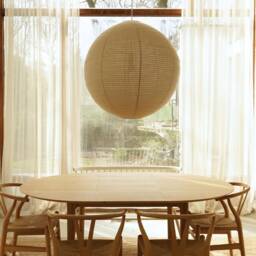 Empire Linen Pendant Light Shade Taupe Beige Brown Round Ceiling Lamp, Mid Century Modern Boho Decor - thumbnail 3