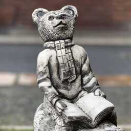 Concrete Reading Bear Statue Patio Teddy Figure Stone Animal Garden Sculpture Handcrafted Decor Cement Yard Art Lover Gift - thumbnail 2