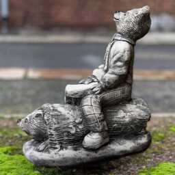 Concrete Reading Bear Statue Patio Teddy Figure Stone Animal Garden Sculpture Handcrafted Decor Cement Yard Art Lover Gift - thumbnail 3