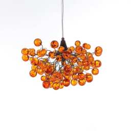 Orange Bubble Chandelier, Elegant Resin Globe Ceiling Light - thumbnail 2