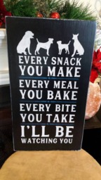 I'll Be Watching You Dog Sign Distressed Wood Large Wall Hanging Primitive Decor Lover Gift Every Snack Make Meal Bake - thumbnail 1