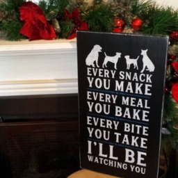 I'll Be Watching You Dog Sign Distressed Wood Large Wall Hanging Primitive Decor Lover Gift Every Snack Make Meal Bake - thumbnail 2