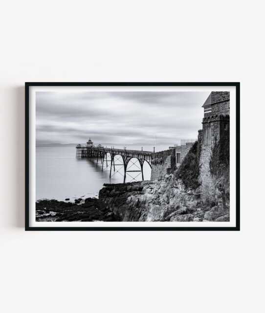 Clevedon Pier Photography Print, Somerset Coastal Wall Art, Black & White Decor - image 1