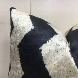 Handwoven Silk Ikat Pillow Cover 16x16, Chevron Accent Cushion - thumbnail 3