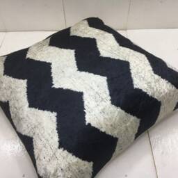 Handwoven Silk Ikat Pillow Cover 16x16, Chevron Accent Cushion - thumbnail 4
