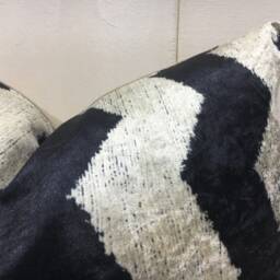 Handwoven Silk Ikat Pillow Cover 16x16, Chevron Accent Cushion - thumbnail 2